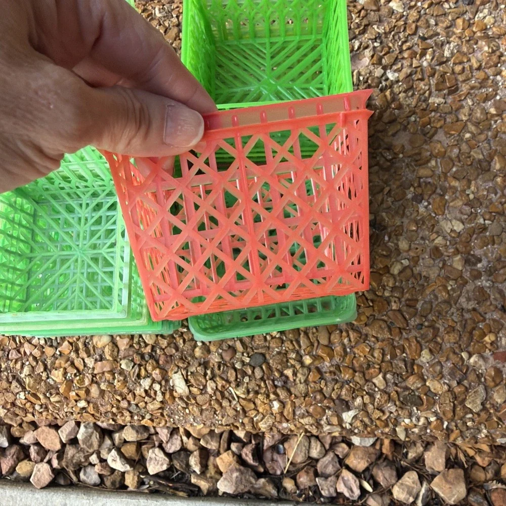 Vintage Pint Size Plastic Berry Baskets 4-Inch Berry Boxes.  43 Piece lot